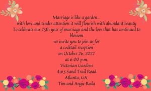 parents wedding anniversary invitation message